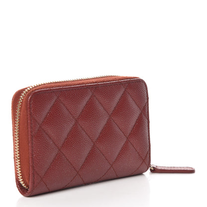 Chanel Iridescent Caviar Quilted Zip Coin Purse Burgundy 3 of 8