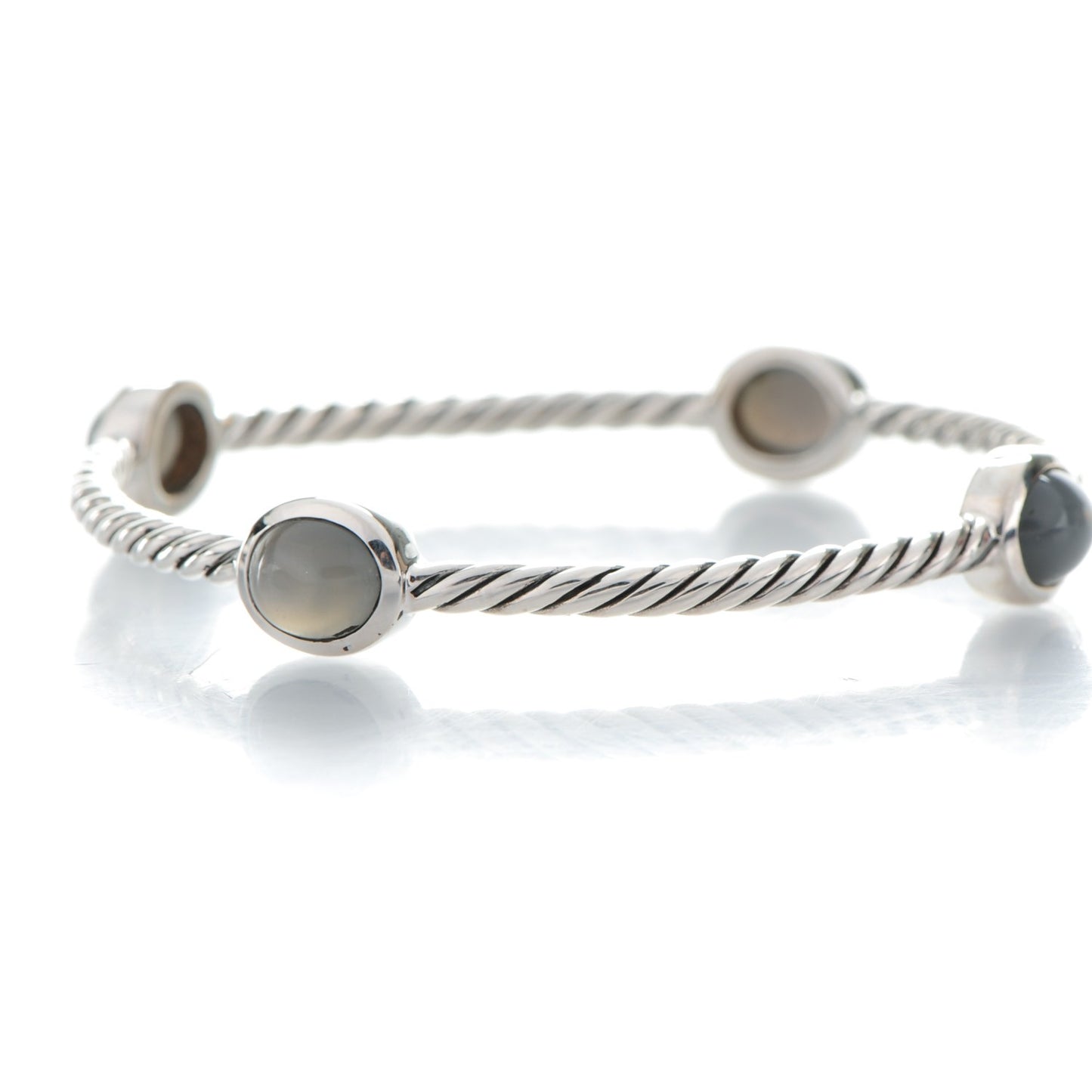 Sterling Silver Moonstone 3mm 4 Station Bangle