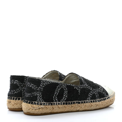 Chanel Tweed Lambskin CC Espadrilles 37 Black Silver 4 of 15