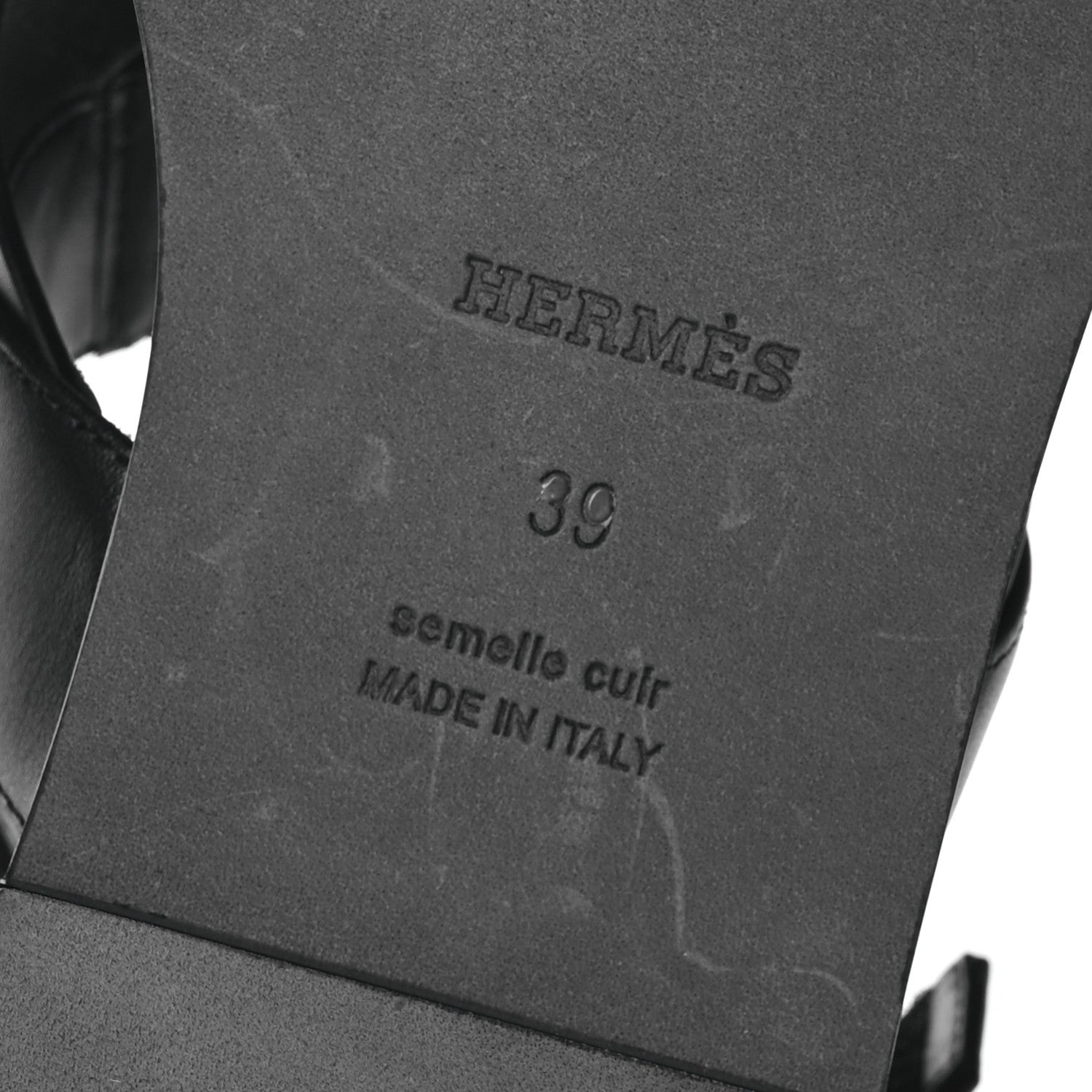 Hermes Calfskin Womens Ines Sandals 39 Black 7 of 9