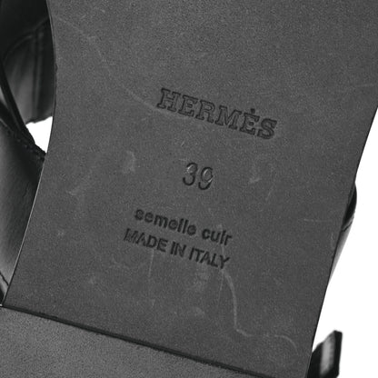 Hermes Calfskin Womens Ines Sandals 39 Black 7 of 9