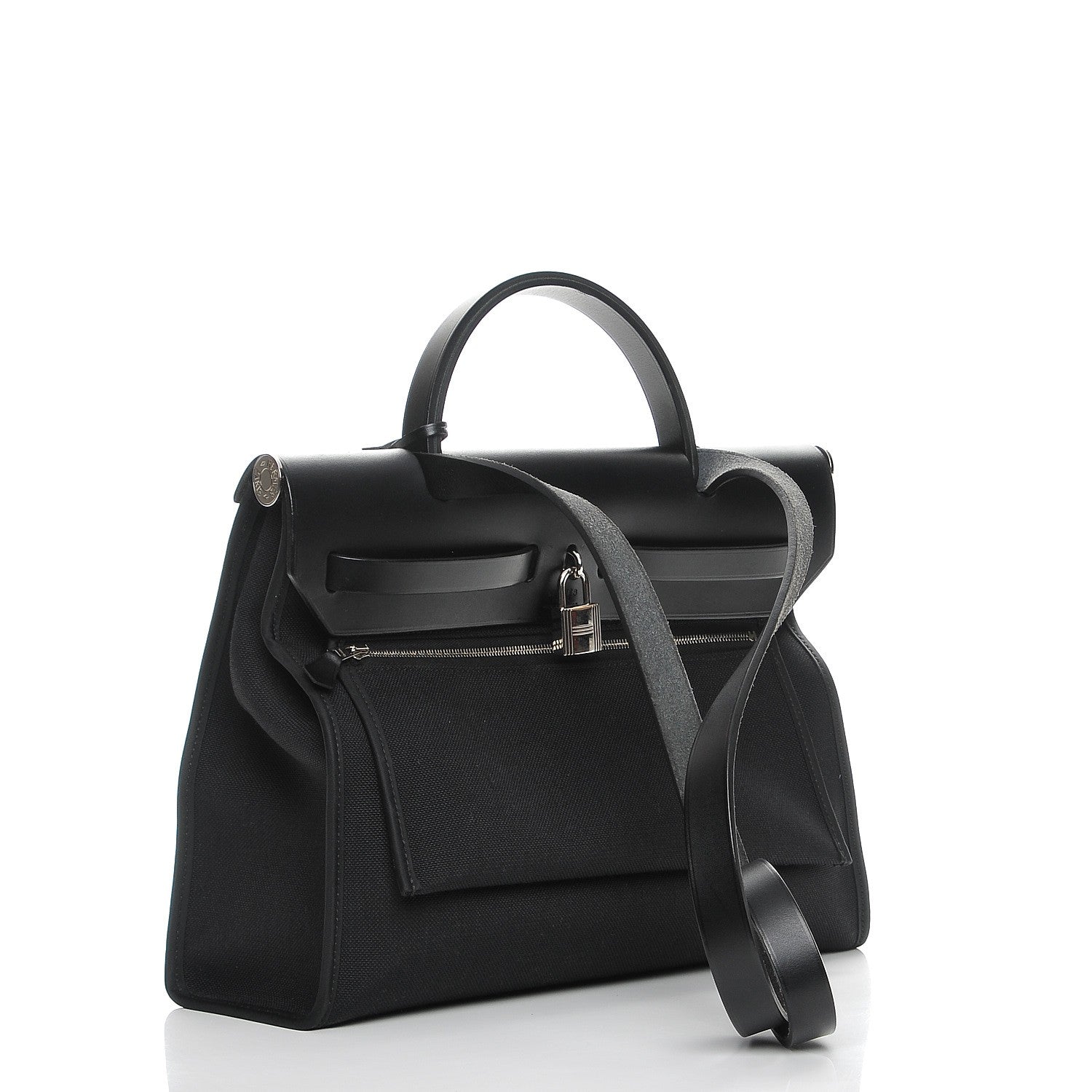 Hermes Military Toile Vache Hunter Herbag Zip PM 31 Black 3 of 9