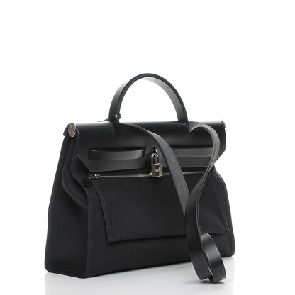 Hermes Military Toile Vache Hunter Herbag Zip PM 31 Black 3 of 9