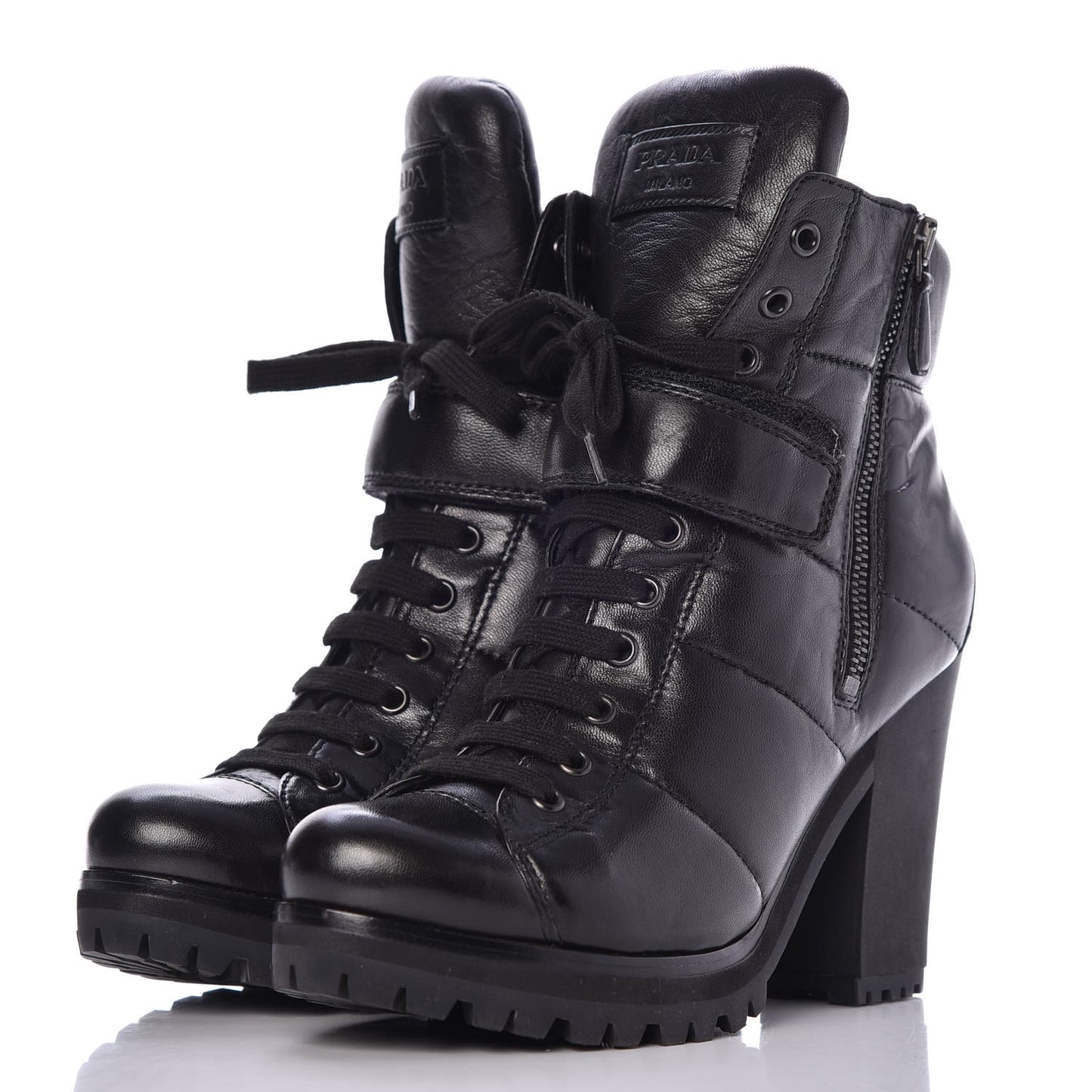 Nappa Lace Up Ankle Boots 38 Black