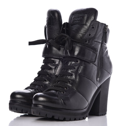 Prada Nappa Lace Up Ankle Boots 38 Black 3 of 13