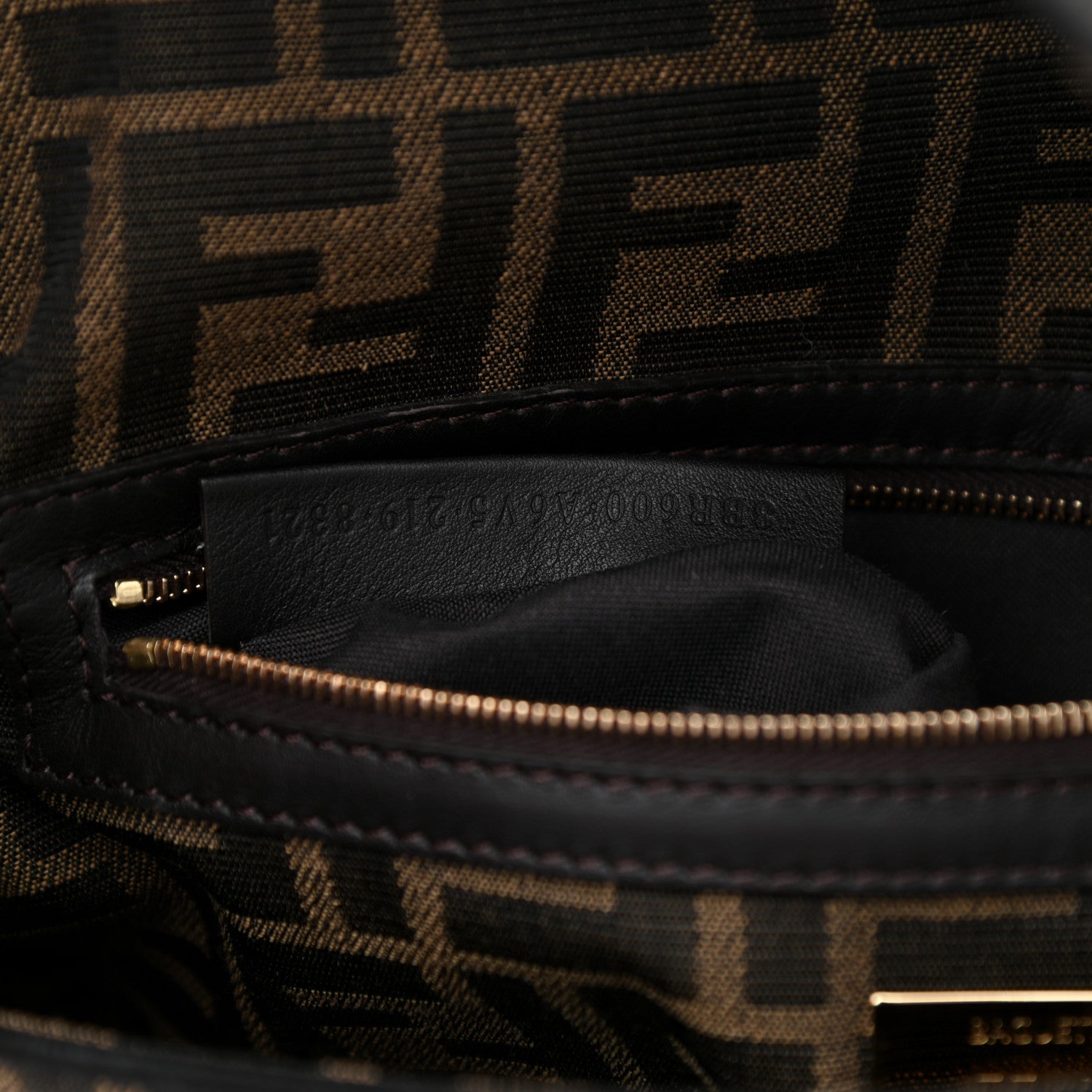 Fendi Fabric Jacquard FF 1974 Medium Baguette Tobacco Moro Black 7 of 8