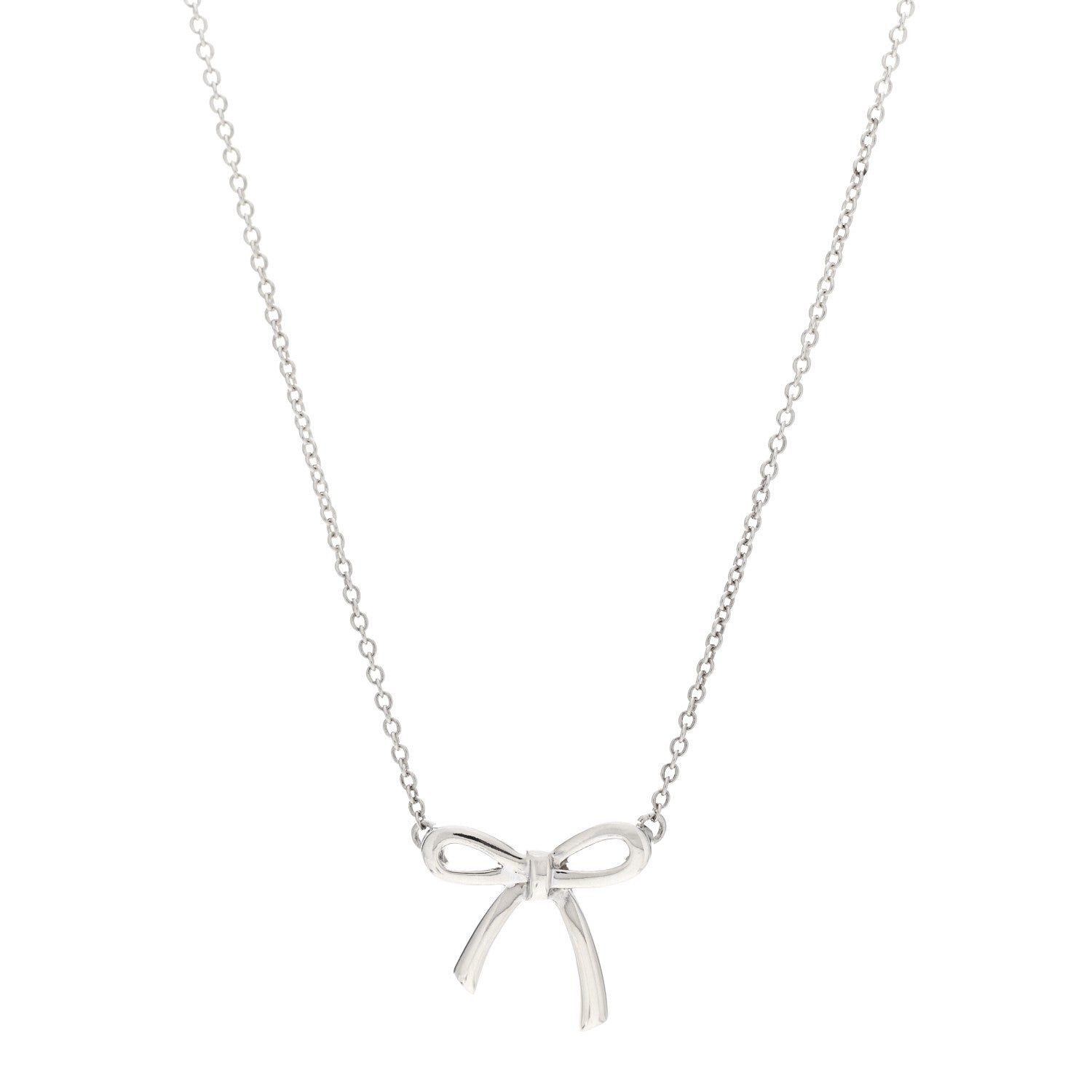 Tiffany Sterling Silver Small Bow Pendant Necklace 1 of 4