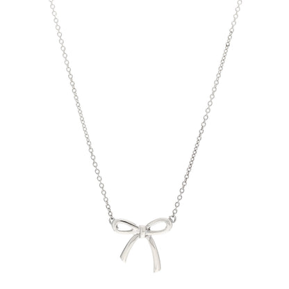Tiffany Sterling Silver Small Bow Pendant Necklace 1 of 4