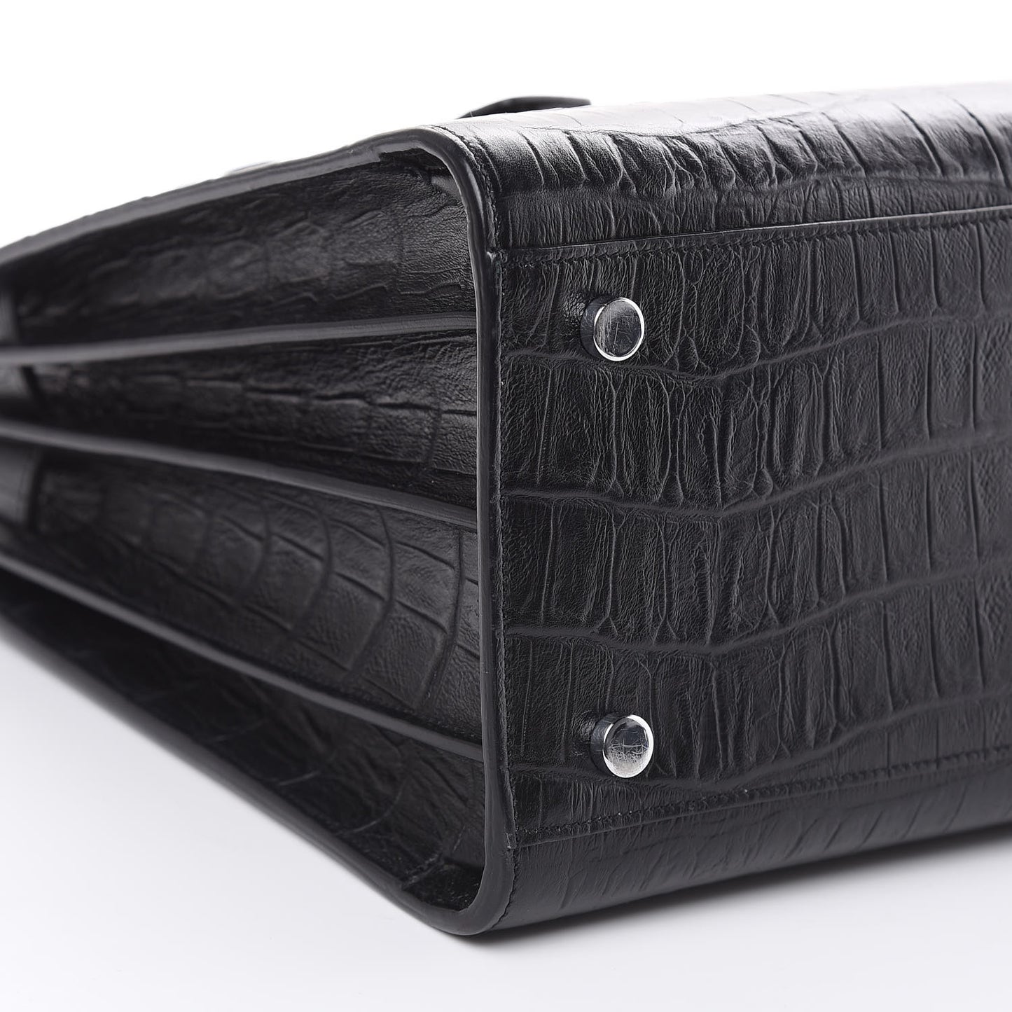Calfskin Crocodile Embossed Small Sac de Jour Black