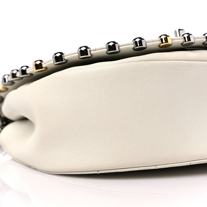 Chanel Lambskin Quilted Small Studded Bubble Flap White 8 of 12
