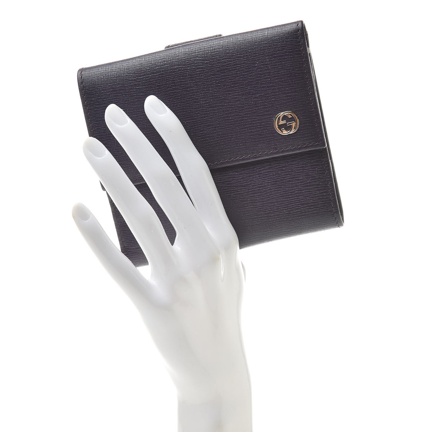Calfskin Interlocking G French Flap Wallet Purple
