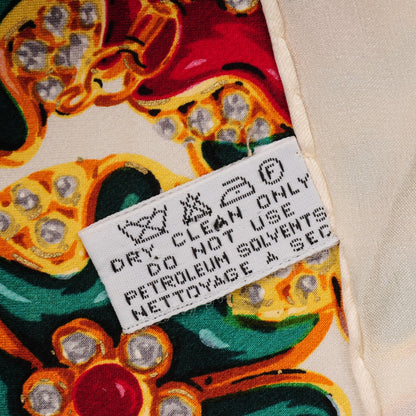 Chanel Silk Flower Jewels Scarf White 4 of 5