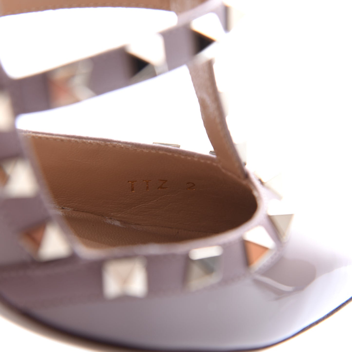 Patent Rockstud Ankle Strap Pumps 37.5 Poudre