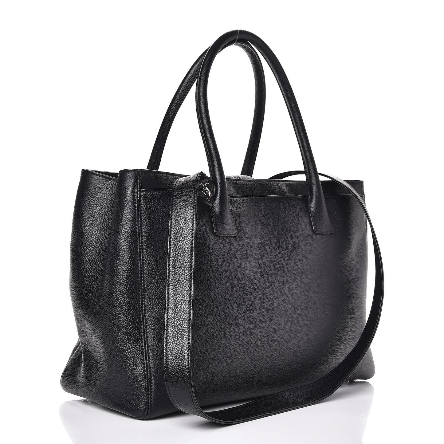Calfskin Cerf Executive Shopper Tote Black