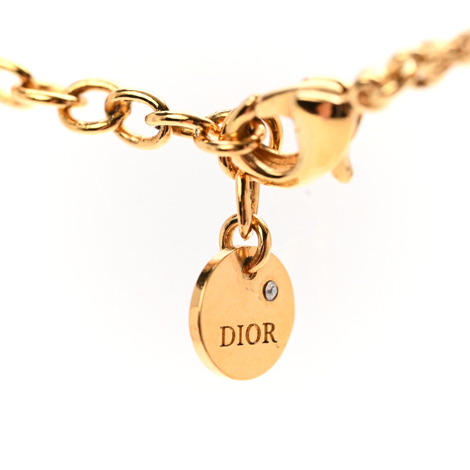 Christian Dior Crystal Pearl CD Drop Necklace Gold 5 of 7