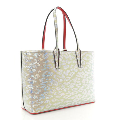 Christian Louboutin Metallic Calfskin Small Leopard Cabata Tote Silver Multicolor 4 of 10