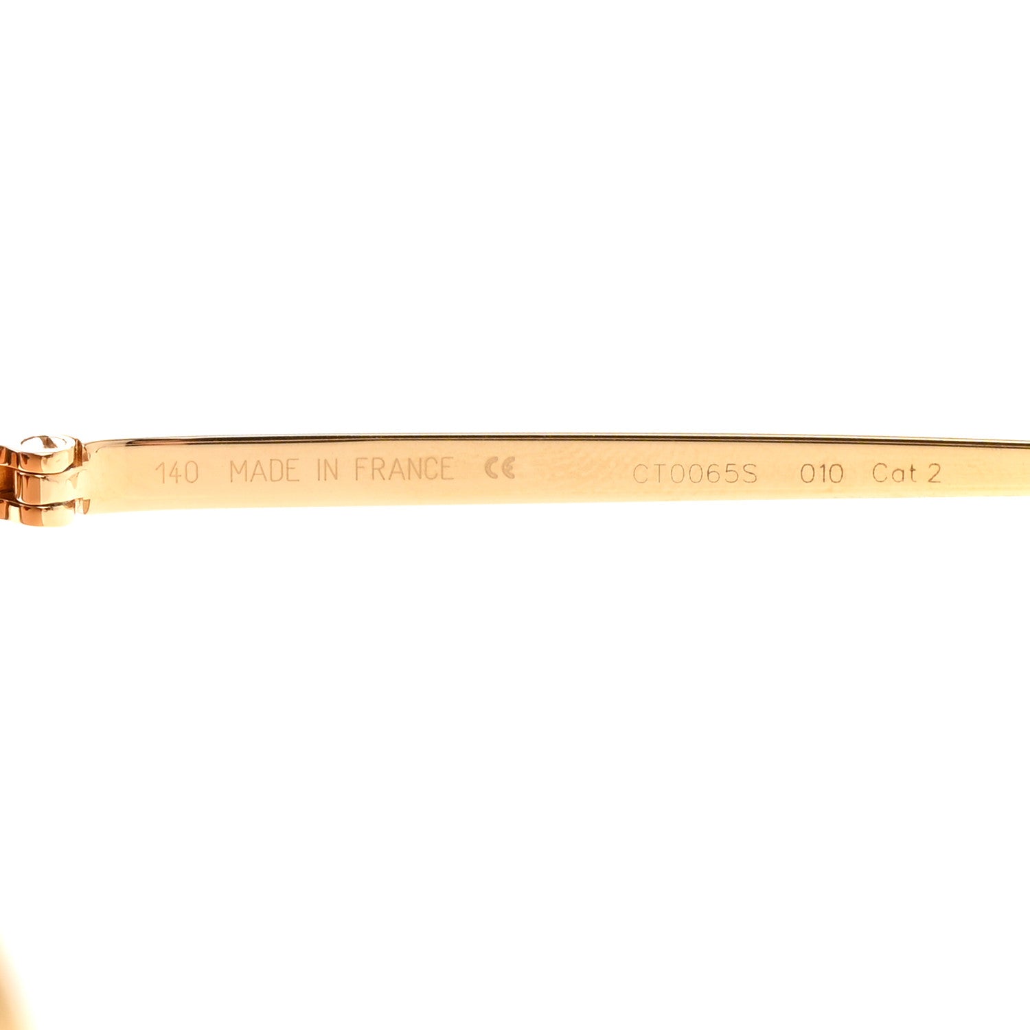 Cartier Santos de Cartier Aviator Sunglasses CT0065S Gold 6 of 7