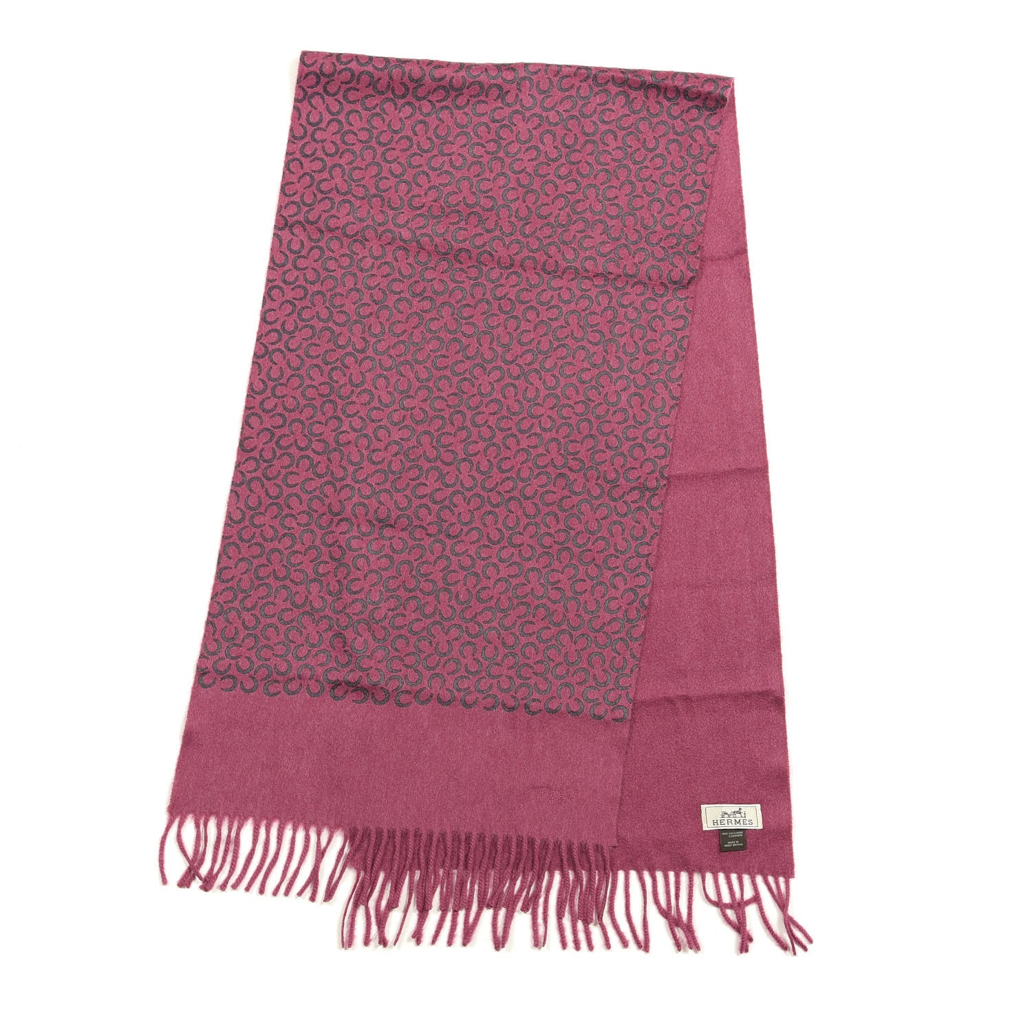 Hermes Cashmere Horseshoe Shawl Fuchsia 2 of 4