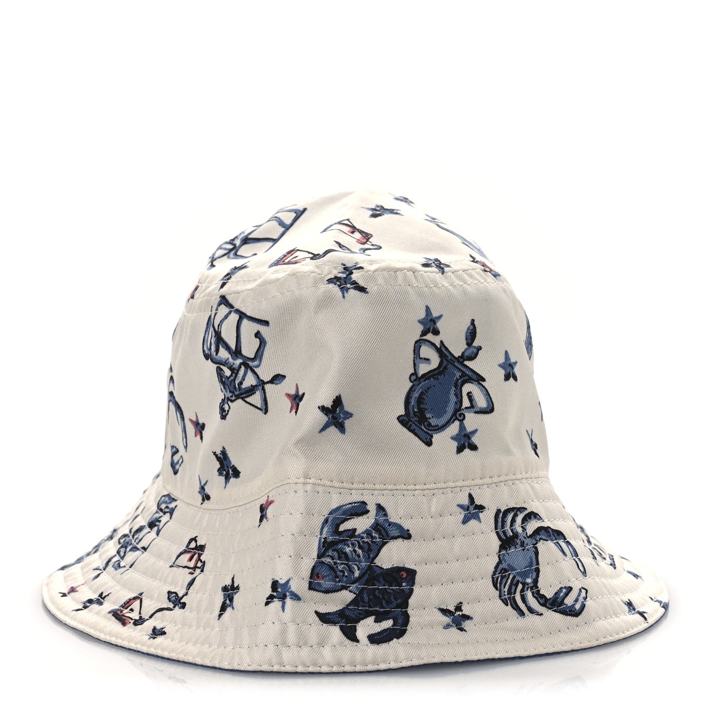 Silk Zodiac Reversible Bucket Hat S White Blue