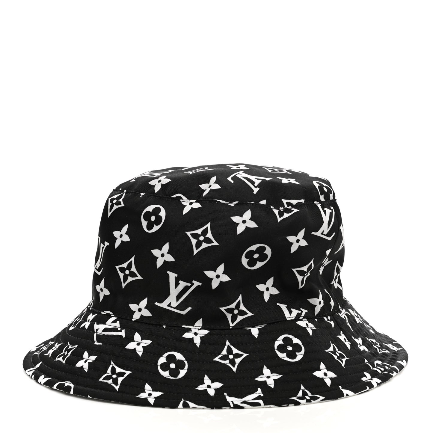Nylon Monogram Reversible Bob Bucket Hat M Black White