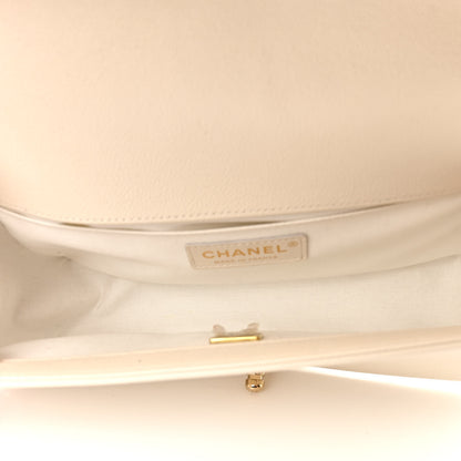 Chanel Caviar Chevron Quilted Medium Boy Flap White 5 of 17