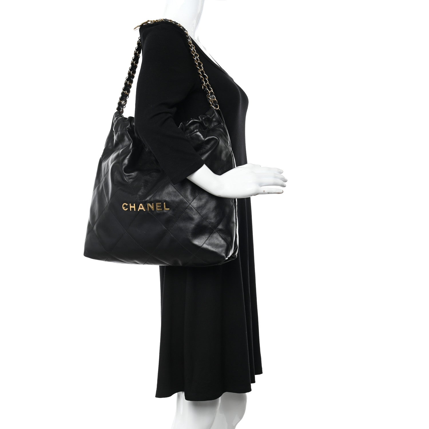 Chanel Shiny Calfskin Quilted Chanel 22 Black 2 of 13