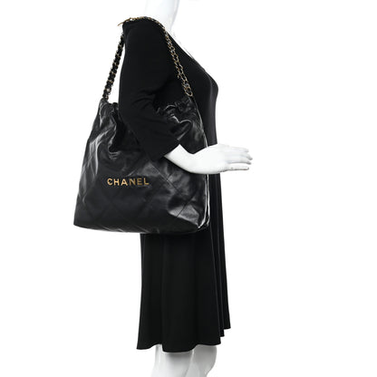 Chanel Shiny Calfskin Quilted Chanel 22 Black 2 of 13