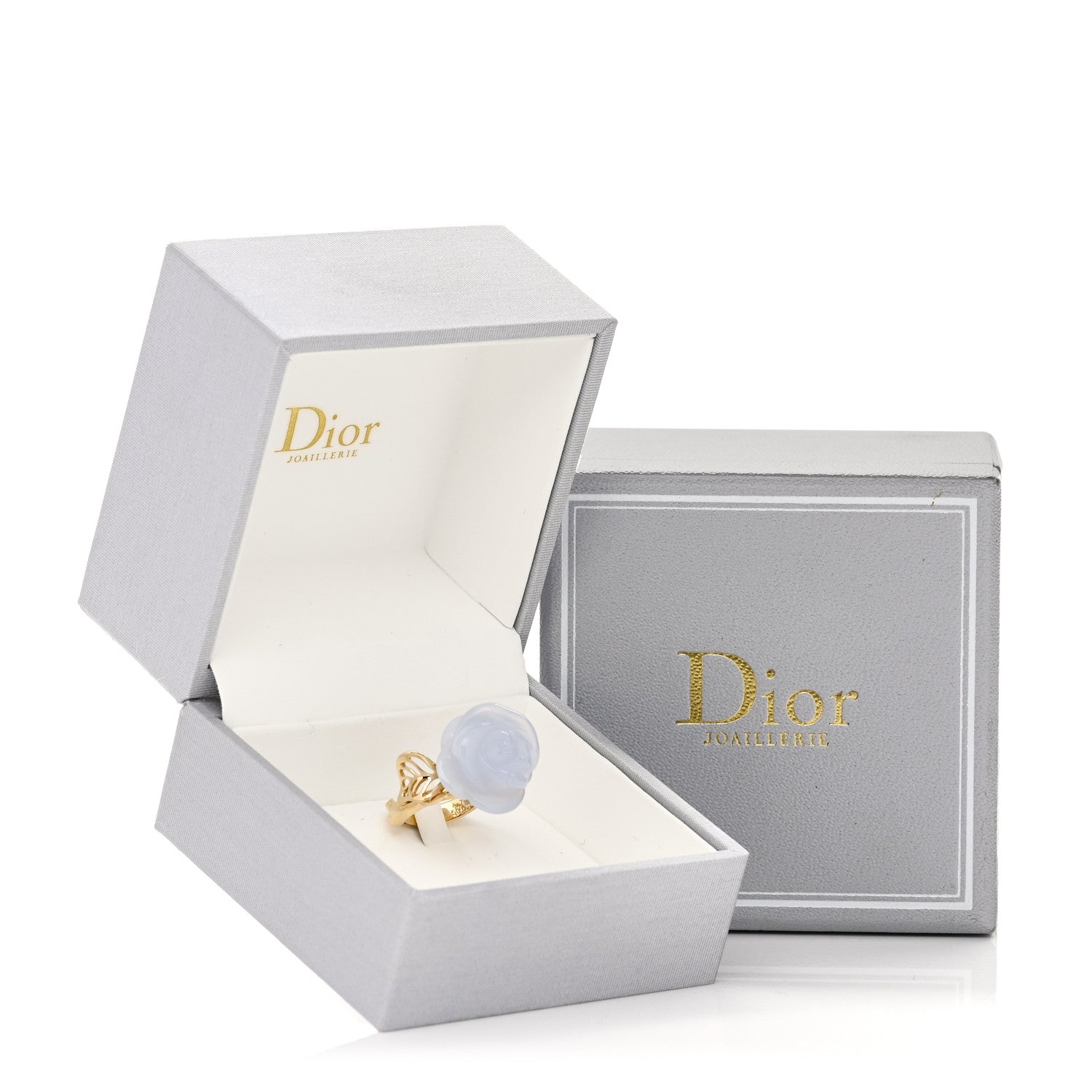 Christian Dior 18K Yellow Gold Diamond Chalcedony Rose Dior Pre Catelan Ring 50 5.25 5 of 5