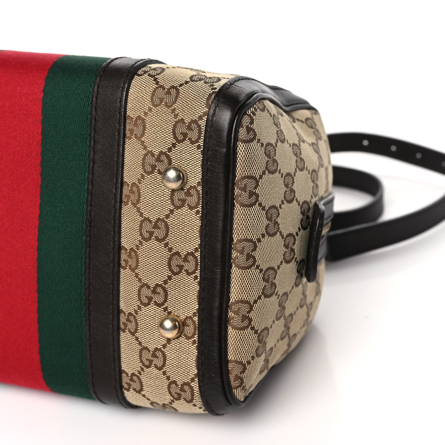 Gucci Monogram Vintage Web Small Boston Dark Brown 10 of 12