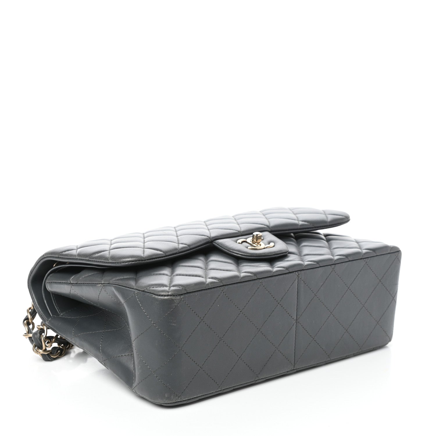 Chanel Lambskin Quilted Jumbo Double Flap Grey 4 of 10