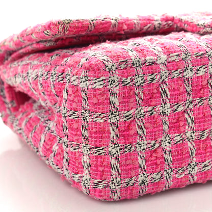 Chanel Tweed Quilted Jumbo Double Flap Hot Pink 7 of 8