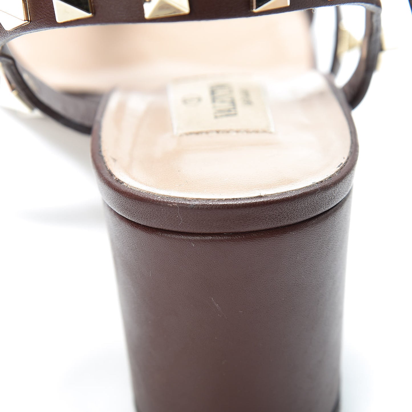 Calfskin Rockstud 60mm City Sandals 37 Light Brown