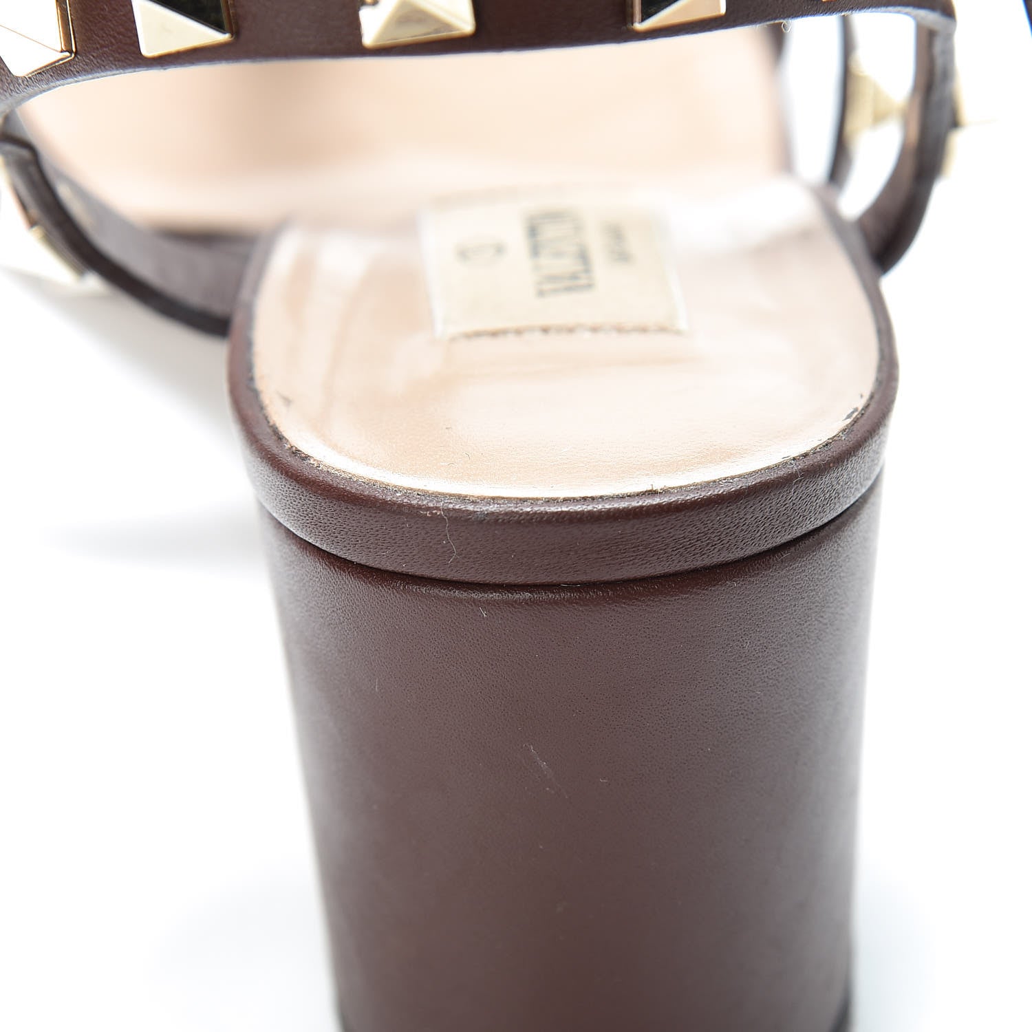 Valentino Garavani Calfskin Rockstud 60mm City Sandals 37 Light Brown 13 of 16