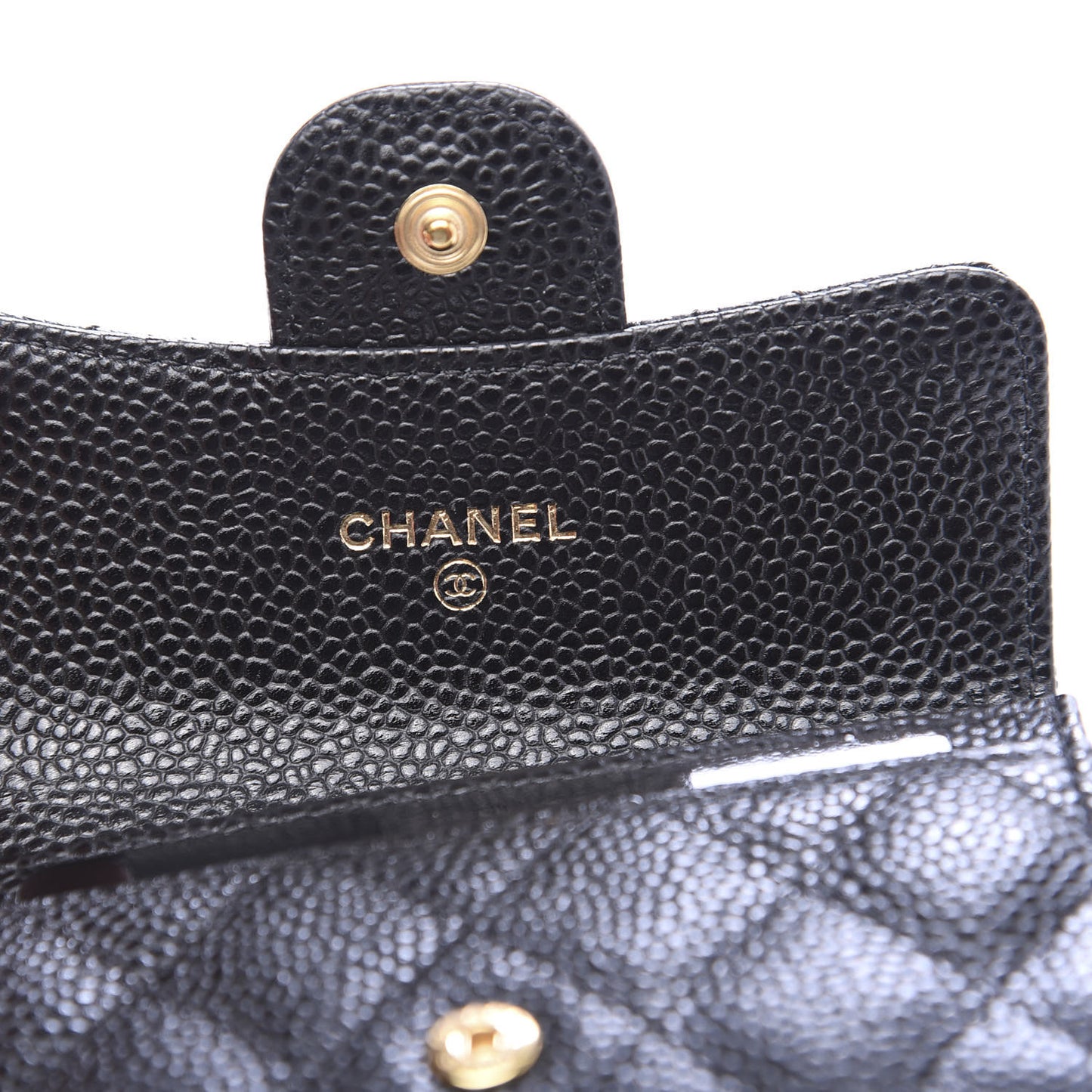 Caviar Quilted Flap Card Holder Black