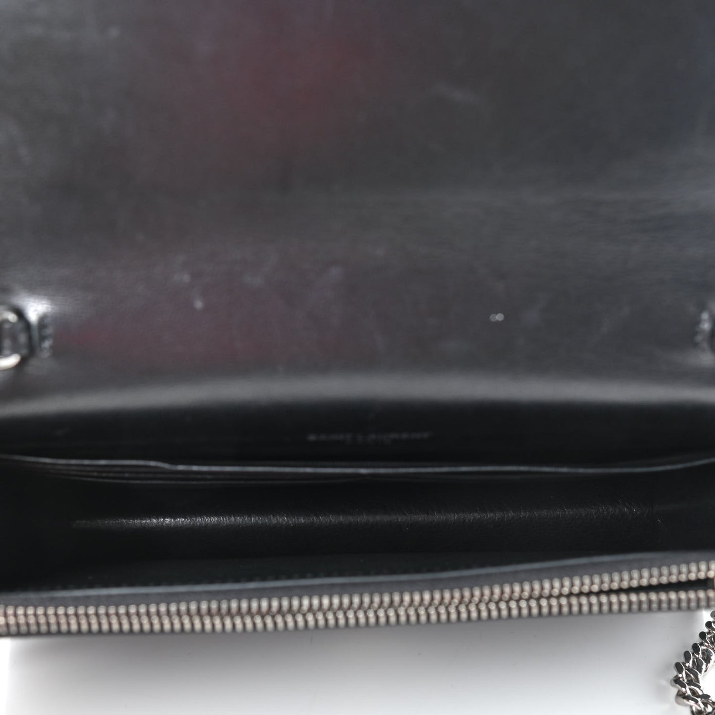 Calfskin Crocodile Embossed Kate Monogram Tassel Chain Wallet Black