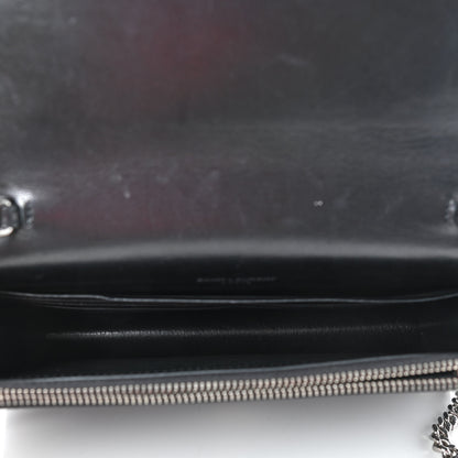 Saint Laurent Calfskin Crocodile Embossed Kate Monogram Tassel Chain Wallet Black 5 of 8