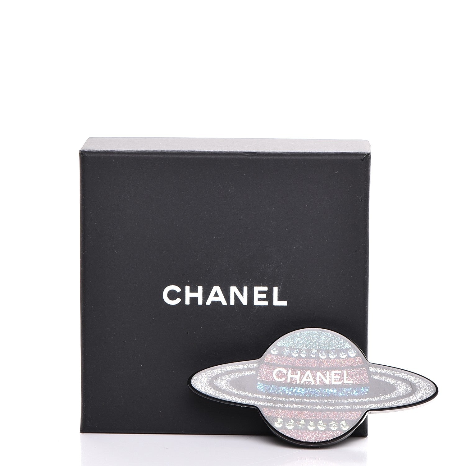 Chanel Glittered Resin Strass Planet Brooch Silver Blue Pink 5 of 5