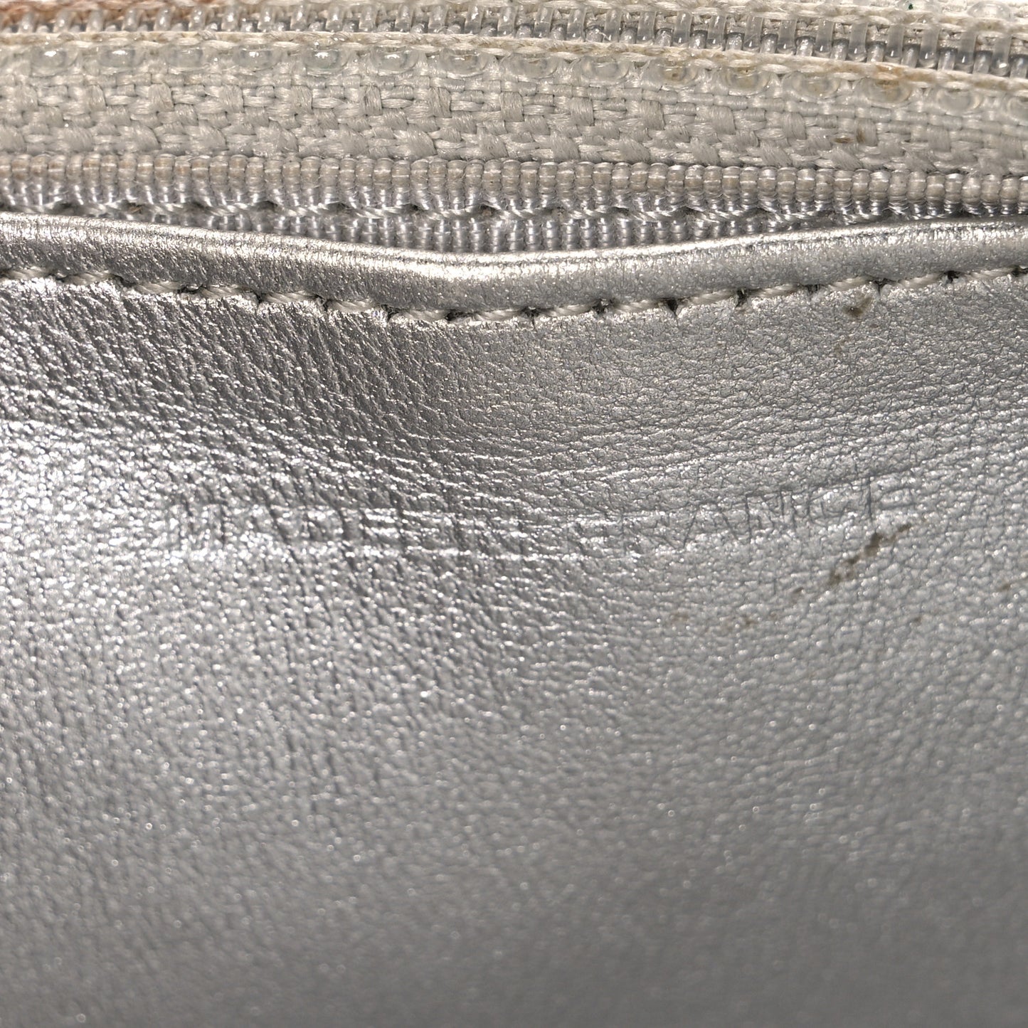 Metallic Lambskin Quilted Wallet On Chain WOC Silver