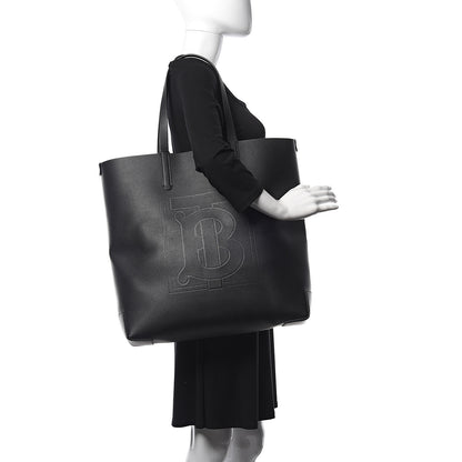 Burberry Calfskin TB Motif Embossed Tote Black 2 of 8