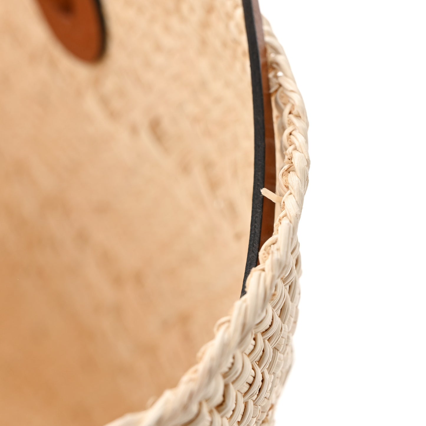 Calfskin Raffia Small Anagram Basket Tote Bag Natural Tan
