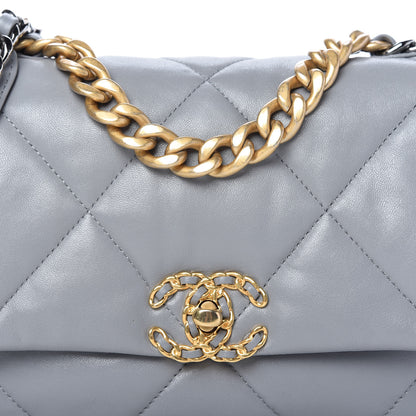 Chanel Lambskin Quilted Medium Chanel 19 Flap Grey 10 of 11