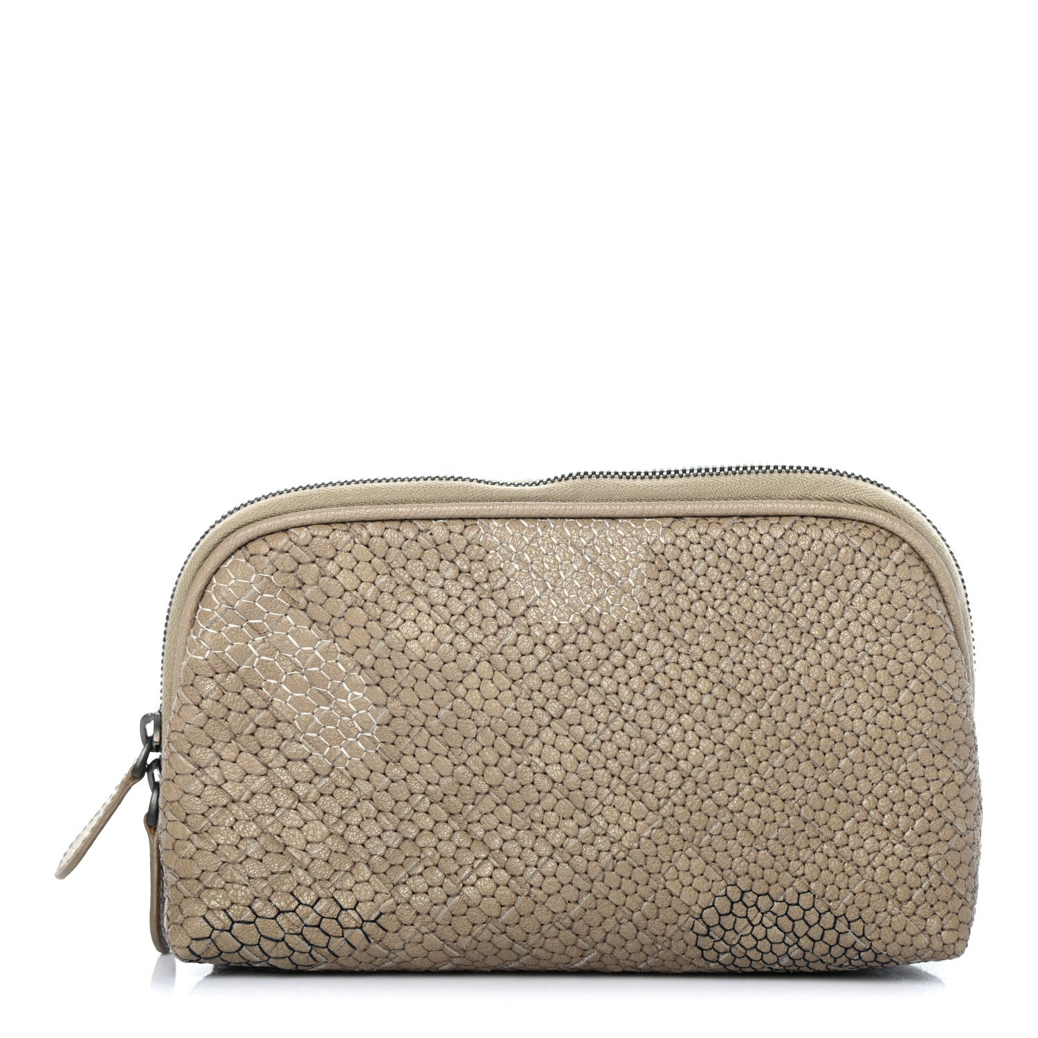 Bottega Veneta Nappa Intrecciato Camo Embroidered Cosmetic Pouch Taupe 1 of 8