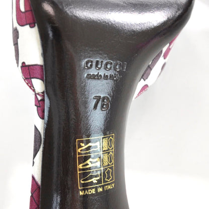 Gucci Satin Crystal Horsebit Print Heels 7 6 of 6