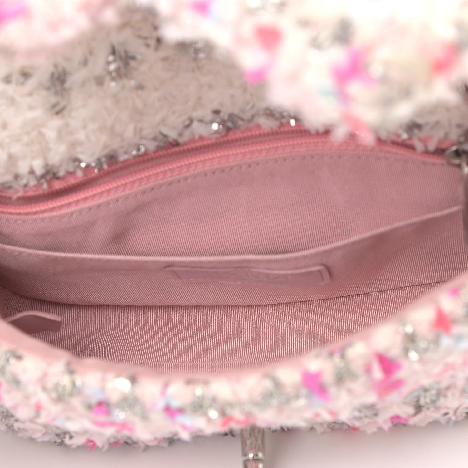 Chanel Tweed Quilted Mini Rectangular Flap Light Pink Silver Blue 4 of 4