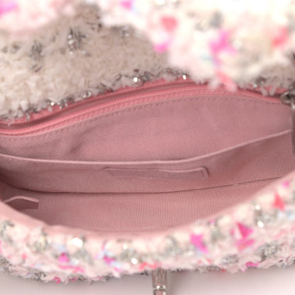 Chanel Tweed Quilted Mini Rectangular Flap Light Pink Silver Blue 4 of 4