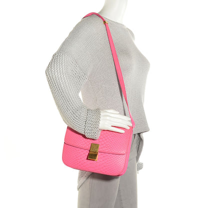 Celine Python Medium Classic Box Fluo Pink 2 of 7