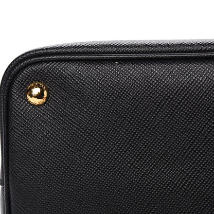 Prada Saffiano Cuir Medium Double Bag Black Fuoco 9 of 10