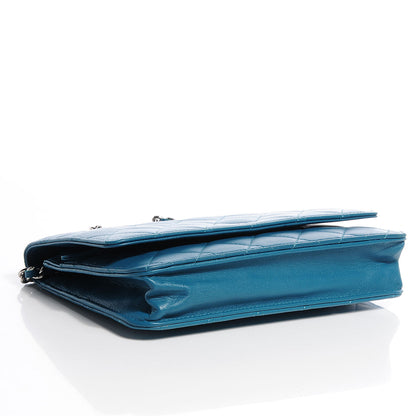 Chanel Lambskin Quilted CC Wallet On Chain Turquoise 4 of 9