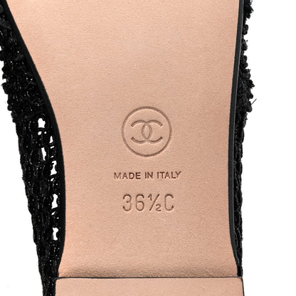 Chanel Knit Grosgrain Cap Toe CC Moccasin Loafers  36.5 Black 7 of 9