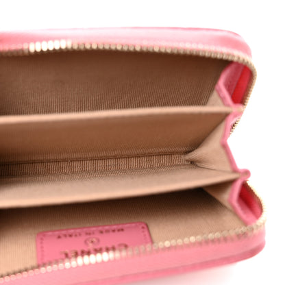Chanel Caviar Quilted Textured CC Zip Around Coin Purse Pink 5 of 10